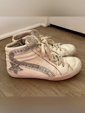 Golden Goose GGDB 39 Private EDT Crystal Hi-Top Sneakers White Glitter Leopard